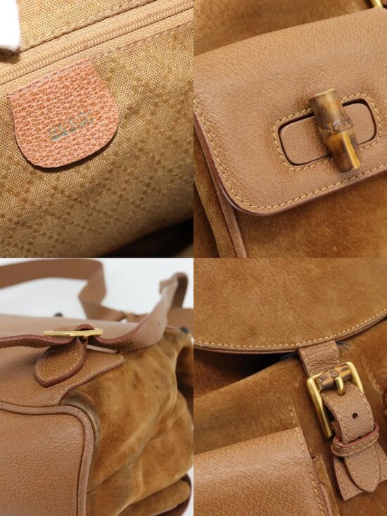 GUCCI Bamboo Backpack Suede Brown Gold 003 2058 0016 Auth 171248 main image 13